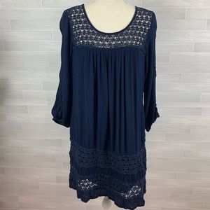 Solitaire Boho Style Midi Dress w/Crochet Details